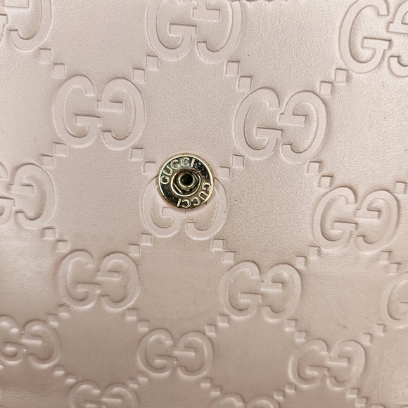 100% Authentic GUCCI GG Pattern Guccissima Bifold Wallet Leather Pink Preloved - Picture 9 of 15